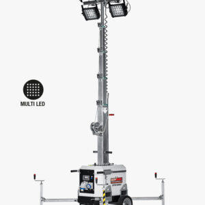 Torre faro a LED 4x160W - altezza 7 metri - con carrello e stabilizzatori - sollevamento manuale ad argano - Genmac Little Winky