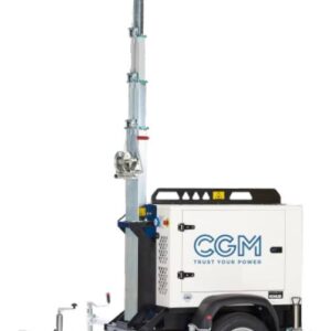 Torre faro a LED 4x320W con generatore e carrello - altezza 7.5 metri - sollevamento manuale - CGM FX4-320L motore KOHLER KDW702 1.500 giri al minuto