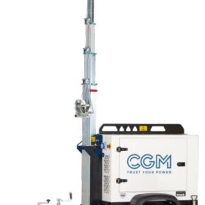 Torre faro a LED 4x320W con generatore e carrello - altezza 7.5 metri - sollevamento manuale - CGM FXS4-320L motore KOHLER KDW350 3.000 giri al minuto