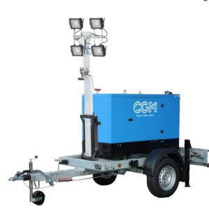 Torre faro a LED 4x320W con generatore e carrello - altezza 7.5 metri - sollevamento manuale - CGM URCV4-320L