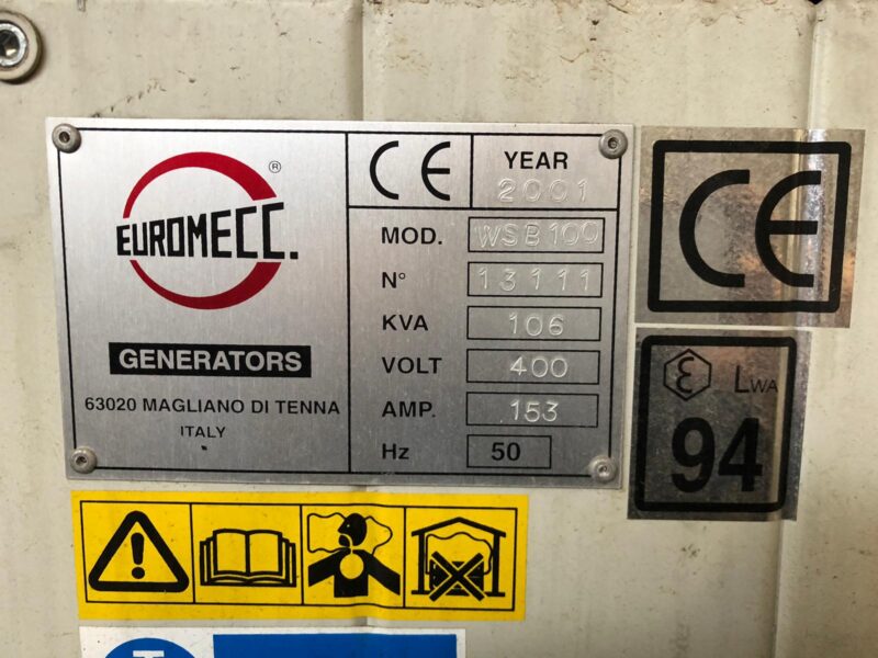Gruppo elettrogeno diesel usato - Euromecc 100kVA (80kW)
